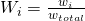 W_{i} = \frac{w_i}{w_{total}}